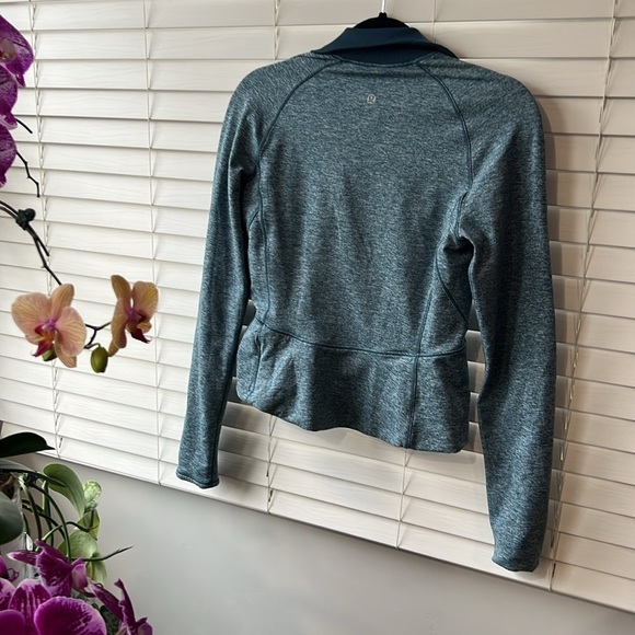 NWOT Lululemon Always Alert Cropped Half Zip Pullover Heather Petrol Blue Size 6 - Picture 7 of 12